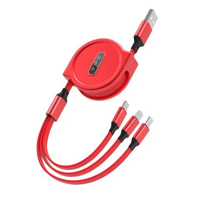 China Mobile Phone Logo OEM Quick Charge 3 in 1 Usb Retractable Cable 3 in-1 All in One Mobile Phone Multi 3in1 Charging Cable for sale