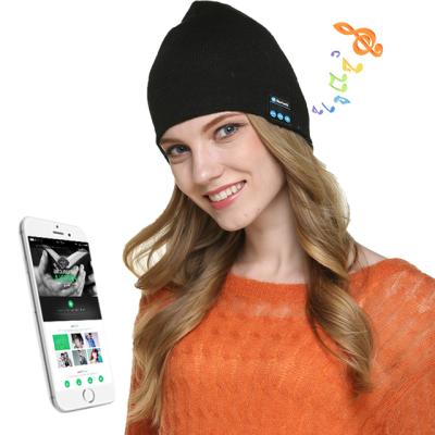 China COMMON Headphone BT5.0 Music Beanie Winter Hat Headphone Knit Handsfree Audio Slouchy Wireless Hat With Radio for sale