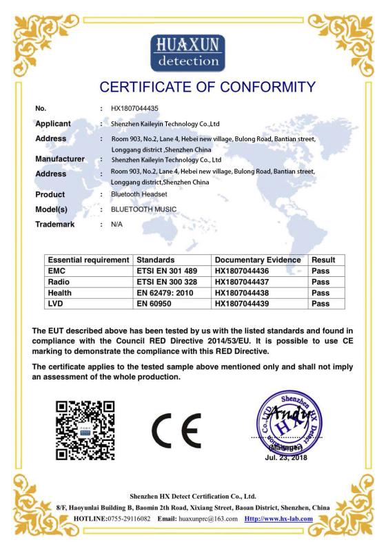 CE - Shenzhen Kaileyin Technology Co., Ltd.