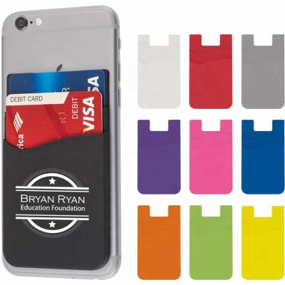 China Phone Wallet For Custom Logo Printed Silicone Card Holder Phone Wallet With Stand Mobile Phone Silicone Holder Card Holder Wallet en venta