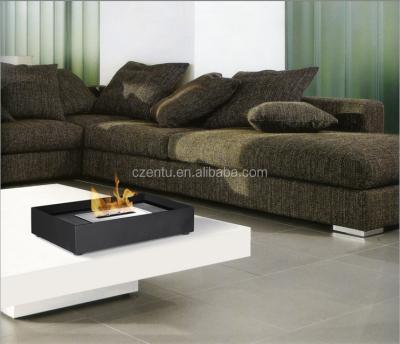 China Small Indoor Innovation 2015 Ethanol Black Metal / Tabletop Glass Fireplace for sale