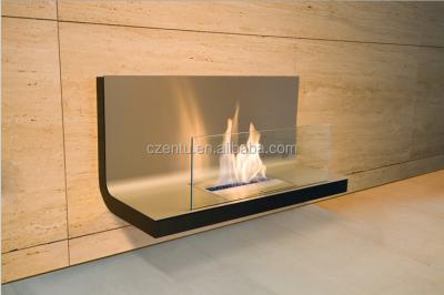 China Bent Good Quality Stainless Steel 90 Degree Real Fire Bio Ethanol Indoor Wall Fireplace for sale