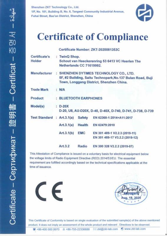 CE - Shenzhen DY Times Technology Co., Ltd.