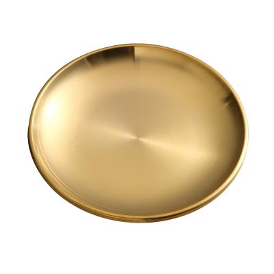 China Viable Wholesale Korean Style Round Stainless Steel Round High Quality Korean Style Dinner Plate Dinner Serving Dish for sale