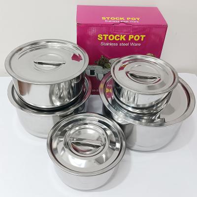 China High quality convenient durable and easy to clean silver cookware stainless steel pot five-piece suit cooking pot for sale