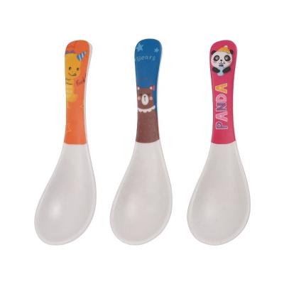 China Creative Kindergarten Cartoon Fiber Household Baby Food Viable Supplement Bamboo Tableware Creative Children's Spoon for sale