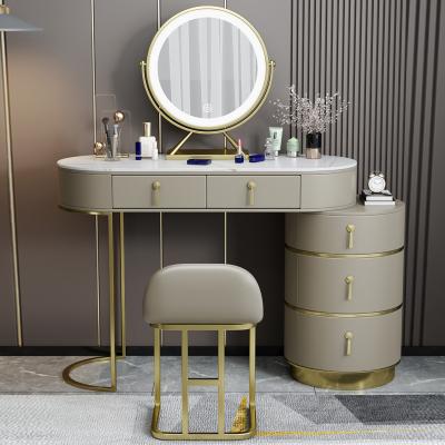 China Light source luxury simple three-color LED dressing table durable storage apartment dressing table for sale