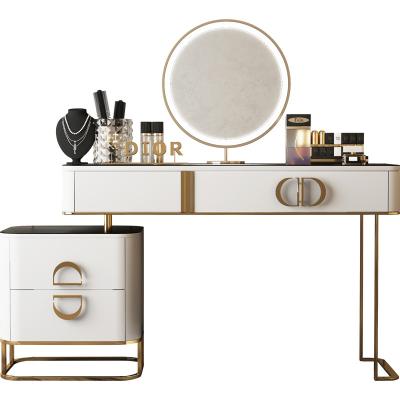 China Simple apartment extendable small light luxury bedroom dressing table with lamp Nordic simple dressing table for sale