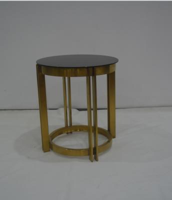 China Gold Stainless Steel Convertible High Quality Luxury Side Table Mirrored Lounge Around Smart Side Table for sale