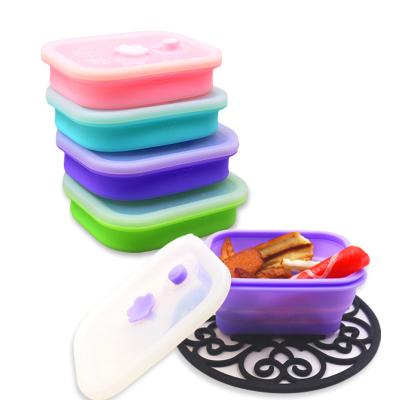 China Hot Sale Microwavable Silicone Lunch Box Foldable Portable Microwave Oven Food Storage Container Lunch Boxes for sale