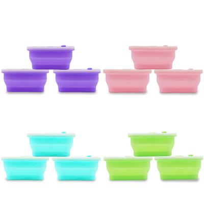 China 3Pcs Microwavable Bowl Sets 500/1000/1500ml Silicone Lunch Boxes Collapsible Collapsible Bowl Silicone Salad Bowl Bowl With Lid for sale