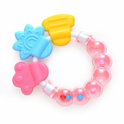 China New Bpa Free Wholesale Antibacterial Ring Bell Organic Soft Food Grade Soft Silicone Custom Baby Teething Teether Toys for sale