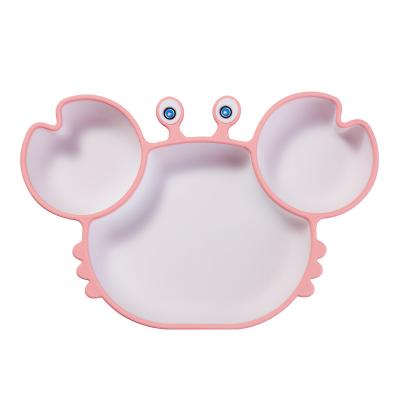 China 100% BPA Free Food Grade Silicone Handle Dishes Divided Design Toddler Dish BPA Free Suction Silicone Baby Crab Dishes for sale