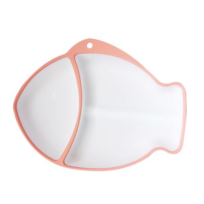 China Hot Selling BPA Free Food Grade Silicone Handle Dish Split Design Toddler Dish BPA Free Suction Silicone Baby Splint for sale