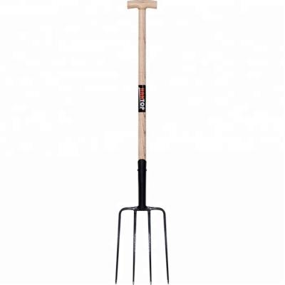 China Garden Work Farm Work 72321 Forged Full Square Tines Digging Fork Wooden T Handle for sale