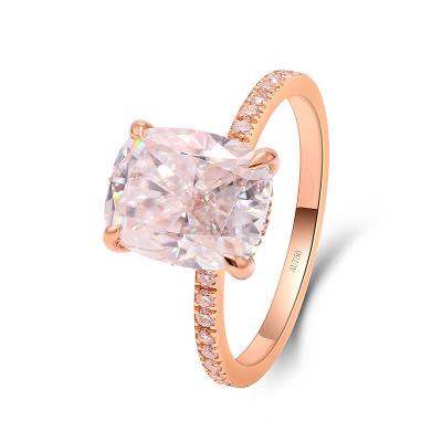 China FASHIONABLE 3 CT Heater Cut 18K Rose Gold Hidden Halo Moissanite Solid Engagement Ring For Women for sale