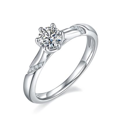 China TRENDY 18K AU750 white gold plated jewelry 0.5 ct moissanite diamond engagement wedding rings for sale