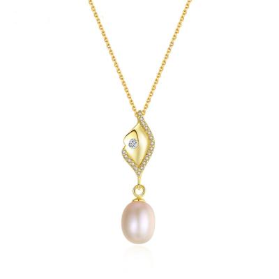 China FASHION Trendy Fashion Pearl Necklace Designs 925 Sterling Silver Jewelry Leaf Type Women'spearl Pendant Necklace for sale