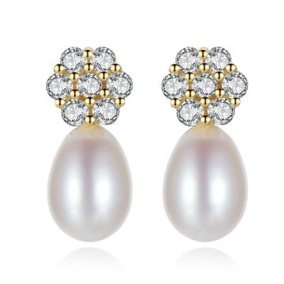 China FASHIONABLE Silver Crystal Pearl Earrings For Wedding white S925 Sterling Silver Bridal Jewelry High quality for sale