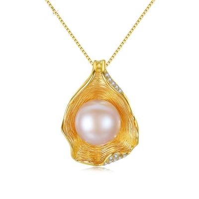 China Wholesale FASHIONABLE Sterling Silver Jewelry Boutique Custom 18K Gold Plated Freshwater Pearl Necklace Sterling Silver Pendant Shell Pearl for sale