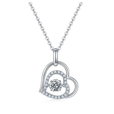 China Fine Jewelry FASHIONABLE 925 Sterling Silver 0.5 CT Women Diamond Moissanite Heart Pendant Necklace for Wedding for sale