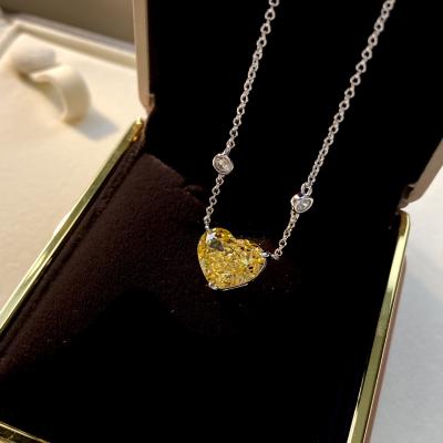 China FASHIONABLE Drop Shipping 925 Sterling Silver Women Necklace Jewelry Heart Diamond Necklace Gold Plated for sale