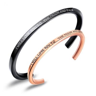 China FASHIONABLE Brand Design Personalized Message Words Stainless Steel Mens Womens Bangle Bracelet Inspirational Bracelet for sale