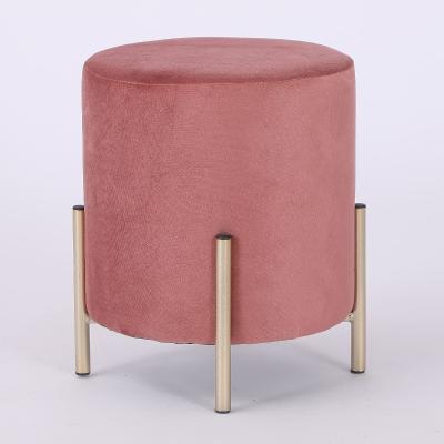 China Simple Elegant KD Convertible Stool Living Room Furniture Ottoman-designed Stools With Public Chrome Legs Around Velvet Furniture for sale