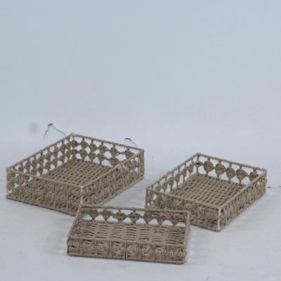 China Viable high quality set of 3 woven basket storage baskets in the living room for sale