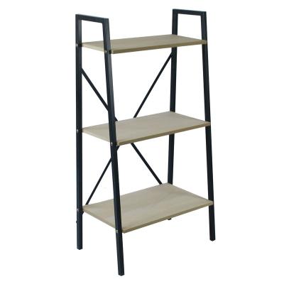 China Home Minimalist Kitchen Metal Display Storage Living Room And Bookcase Shelves Ladder Tiers Storage 3 Unit Wooden Shelf Rack for sale