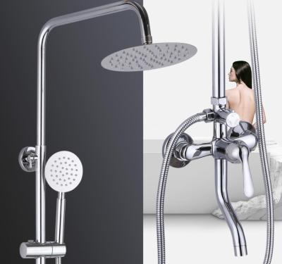 China Without Valve Polish Bathroom Exposed Sliding Bar Shower Set Stainless Steel for sale