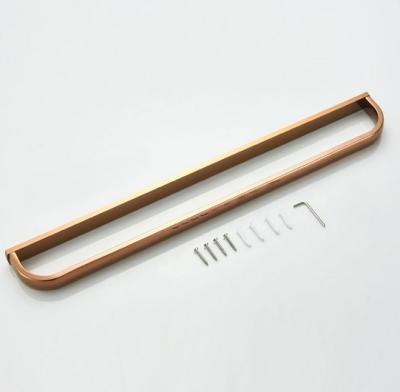 China Viable High Quality Bathroom Accessories Wall Mounted Towel Rack Rose Gold Brass Towel Rail for sale