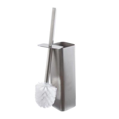 China 304 Stainless Steel Simple Floor Mounted Toilet Brush And Rack Set for sale