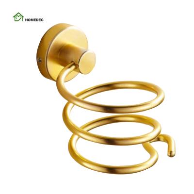 China Sustainable Bathroom Wall Mount Aluminum Gold Hair Dryer Rack for sale