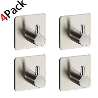 China Modern 4pcs SUS304 Stainless Steel Towel/Self Adhesive Wall Hooks Robe Hook For Kitchen Bathroom for sale