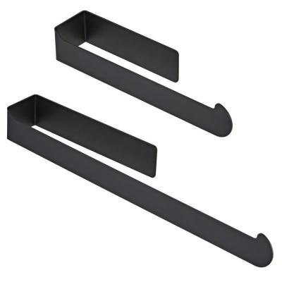 China Durable Stainless Steel Hand Towel Rack - Self Adhesive Towel Holder Stick On The Wall, Black Strong Sticky Towel Ring 23.5cm Length for sale