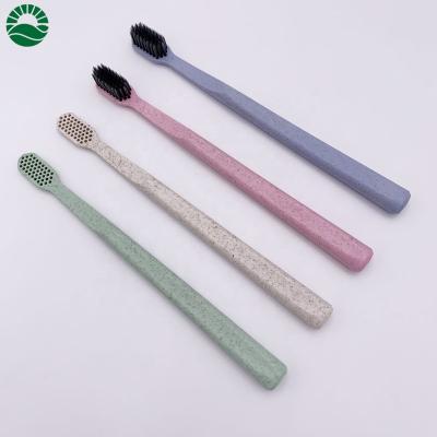 China New Eco-Friendly Daily Wide Head Wheat Straw Adult Toothbrush for sale