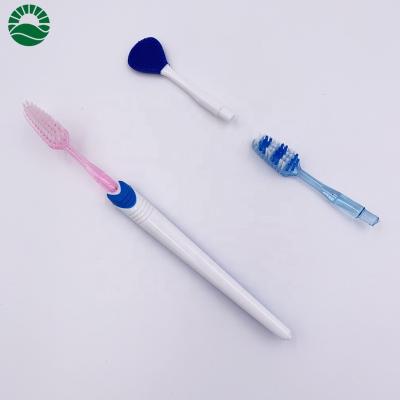 China Cheap Daily Toothbrush Toothbrush Set Two Variable Brushes And One Tongue Cleaner for sale