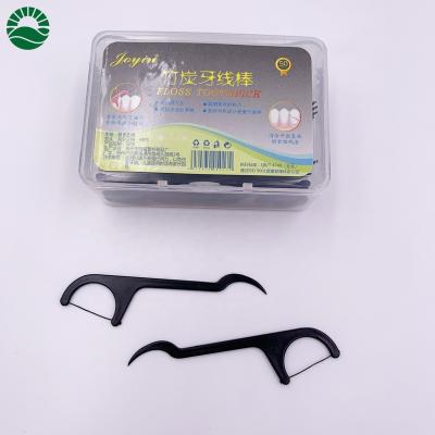 China PTFE Or Nylon Bamboo Charcoal Deep Cleaning Dental Flosser 50 Pcs for sale