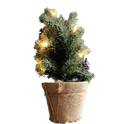 China Snowy PINE LIGHTS 33cm Decoration Pine Light LED Battery Lights Artificial Snowy Christmas Tree Light for sale