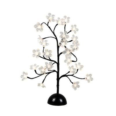 China Cheap Sale 45CM Cherry Blossom Tree Light Holiday Table Decor Plastic White Cherry Blossom Flower Led Tree Light Battery Lamps for sale