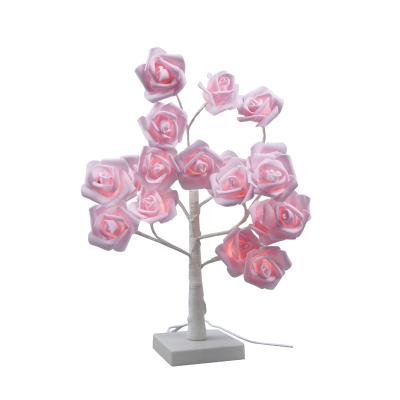 China 45cm Ross Tree Light 45cm Table Decoration Simulate Artificial 3D Led Battery Rose Flower Tree Lights Lamps Home Decor for sale