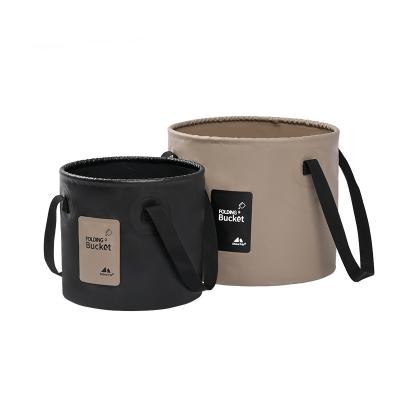 China Foldable Fishing Bucket Collapsible Bucket Round Outdoor Camping Canvas Water Carrier Bag 10L for sale