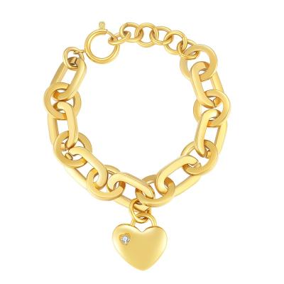 China Custom Classic Love Charm / Fashion Factory Stainless Steel 18K Gold Plated Cuban Link Bracelet for sale