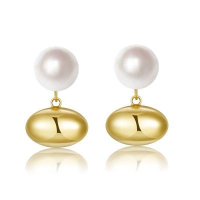 China Newest Zhongwen TRENDY 14K 24K Gold Plated 316L Stainless Steel Pearl Designer Earrings Popular Brands Stud Earrings for sale