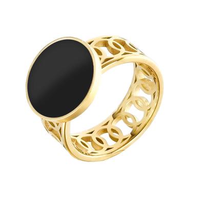 China ZhongWen CLASSIC Jewelry Gold Rings With Black Stone Women Rings for sale