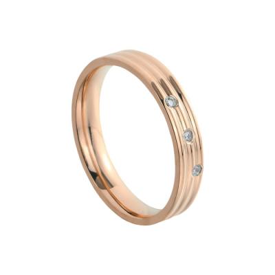 China ZhongWen Fashion Jewelry Rose Gold Plating Ring Stainless Steel Jewelry With Rhinestone Women Rings for sale