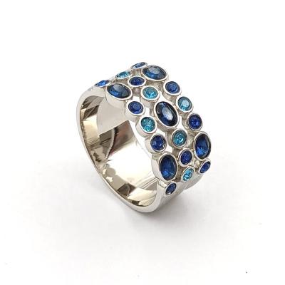 China Fashion Wholesale Zhongwen Jewelry 316L Custom Stainless Steel Chunky Gemstone Rings For Women for sale