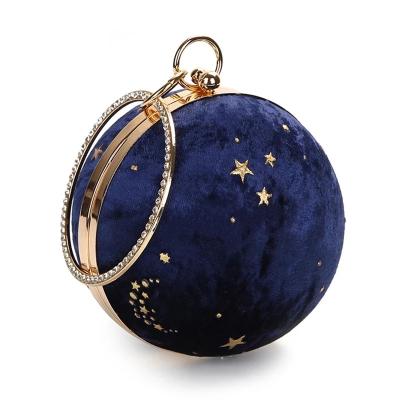 China Daily Lifestyle Suede Women Grab Around Bags Lady's Day Evening Clutches Mini Handbags Wedding Purse Starry Sky Pattern for sale