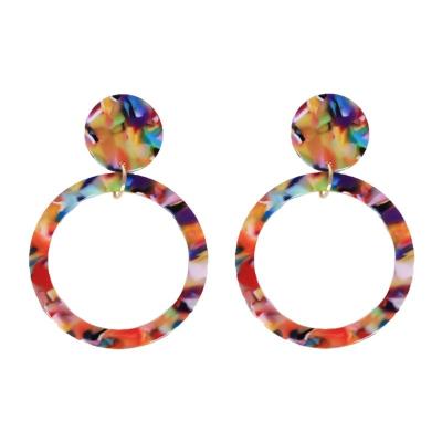 China European and American vintage wild round earrings factory large flat acetate brand direct sales for sale